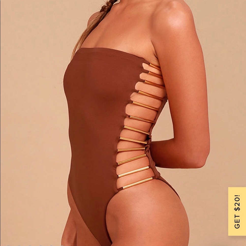 Blue Life Brown one piece swimsuit. Never worn!